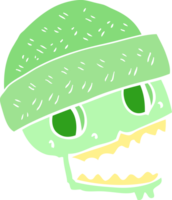 flat color illustration of skull wearing hat png