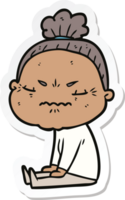 sticker of a cartoon annoyed old lady png
