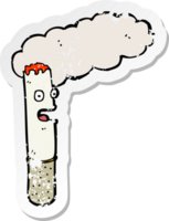 retro distressed sticker of a cartoon cigarette png