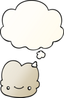 cartoon cloud with thought bubble in smooth gradient style png