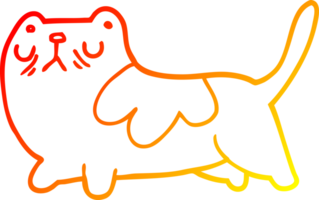 warm gradient line drawing of a cartoon cat png