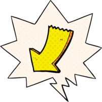 cartoon pointing arrow with speech bubble in comic book style png