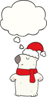 fofa desenho animado Natal Urso com pensamento bolha png