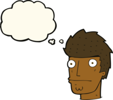 cartoon nervous man with thought bubble png