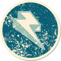 iconic distressed sticker tattoo style image of lighting bolt png