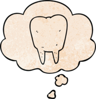 cartoon tooth with thought bubble in grunge texture style png