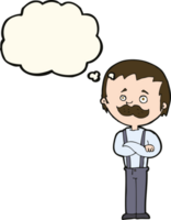 cartoon man with mustache with thought bubble png