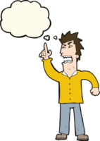 cartoon angry man making point with thought bubble png