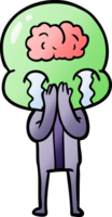 cartoon big brain alien weint png