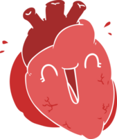 corazón de dibujos animados de estilo de color plano riendo png