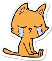 sticker of a crying cartoon cat sitting png