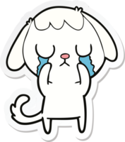 sticker of a cute cartoon dog crying png
