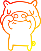 warm gradient line drawing of a cartoon content pig png