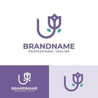 inicial tu tulipán flor logo, para negocio relacionado a flor con letra tu vector