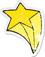 distressed sticker of a cartoon shooting star png