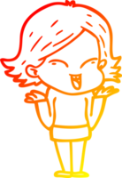 warm gradient line drawing of a happy cartoon girl png