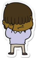 sticker of a cartoon boy with untidy hair png