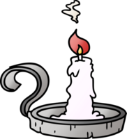 hand drawn gradient cartoon doodle of a candle holder and lit candle png