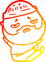 warm gradient line drawing of a cartoon worried man with beard png