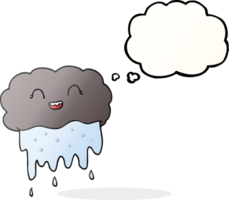 mão desenhado pensamento bolha desenho animado chuva nuvem png