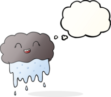 hand- getrokken gedachte bubbel tekenfilm regen wolk png