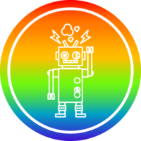 malfunctioning robot circular icon with rainbow gradient finish png