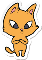 sticker of a confused cartoon cat png