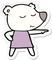 sticker of a cartoon polar bear wearing dress png