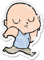 distressed sticker of a cartoon bald man png