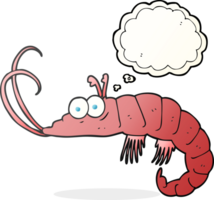 hand drawn thought bubble cartoon shrimp png