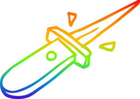 rainbow gradient line drawing of a cartoon flick knife snapping open png