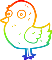 rainbow gradient line drawing of a cartoon bird png