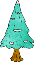 mano dibujado texturizado dibujos animados garabatear soltero nieve cubierto árbol png