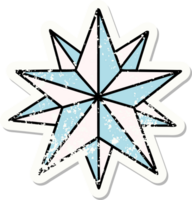 distressed sticker tattoo in traditional style of a star png