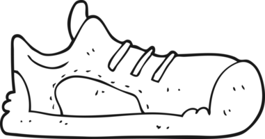 mano disegnato nero e bianca cartone animato sneaker png