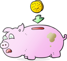 Hand gezeichnet Karikatur Schweinchen Bank png