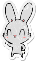 autocollant en détresse d'un lapin de dessin animé mignon png