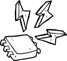 hand drawn black and white cartoon computer chip png