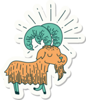 sticker of a tattoo style happy goat png