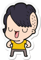 sticker of a cute cartoon girl with hipster haircut png