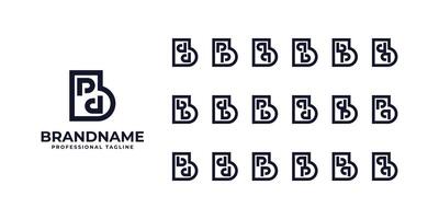 Letters bpd, bdd, bpp, bqq, bqb, bbp, bdq, bbb, bdb, bpb, bqd, bdp, bpq, bbd, bdd, bpp, bqp, bdq, bqq Logo Set vector