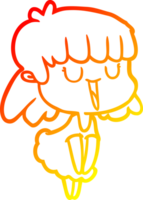 warm gradient line drawing of a cartoon woman png