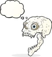 cartoon scary skull with thought bubble png