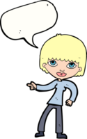 cartoon woman pointing with speech bubble png