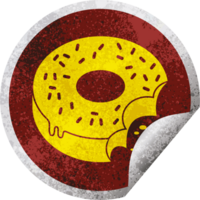 pegatina de pelado circular de donut helado mordido png