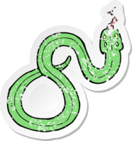 autocollant rétro en détresse d'un serpent de dessin animé png