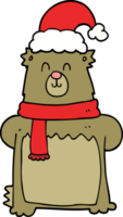 oso de dibujos animados con sombrero de navidad png