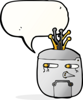 cabeza de robot de dibujos animados con burbujas de discurso png