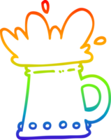 rainbow gradient line drawing of a cartoon beer tankard png