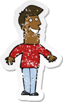 retro distressed sticker of a cartoon grinning man png